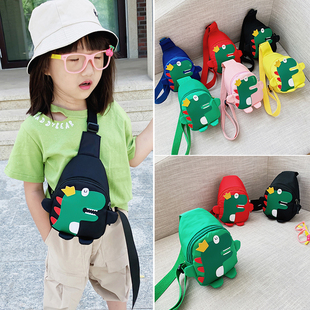 韩版 儿童小腰包恐龙斜挎包男女童潮包可爱背包时尚 胸包宝宝出游包