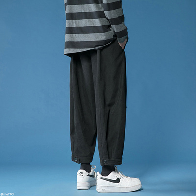 BDLS工作室文艺男女店港风情侣款春秋休闲裤男潮九分直筒裤阔腿裤