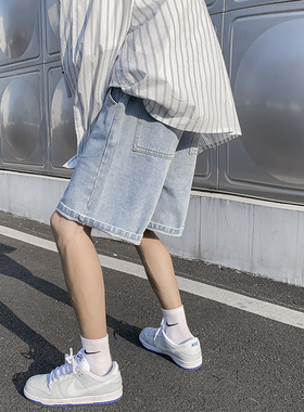 BDLS工作室文艺男女店港风情侣款牛仔短裤男夏季薄款休闲五分裤子