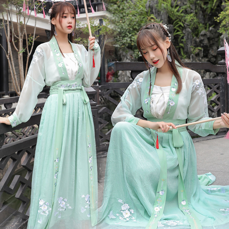 夏新款改良汉服女对襟齐腰中国风民族服装/舞台装