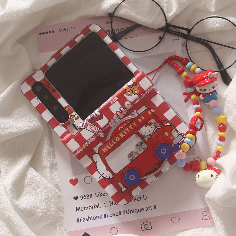 韩系卡通巴士KT猫磁吸适用华为Purax手机壳pocket2支架oppofindn3flip荣耀MagicV小米MIXFlip2三星zflip7套女