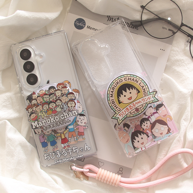 ins韩系可爱卡通樱桃小丸子适用三星zfold7手机壳折叠屏fold5手绳FOLD6磁吸支架W24防摔ZFold3个性W23保护套