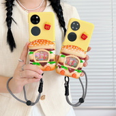 2手链保护套女款 ins日韩创意立体汉堡解压游戏机适用华为p50pockets手机壳pocket S宝盒pock壳折叠屏pocket