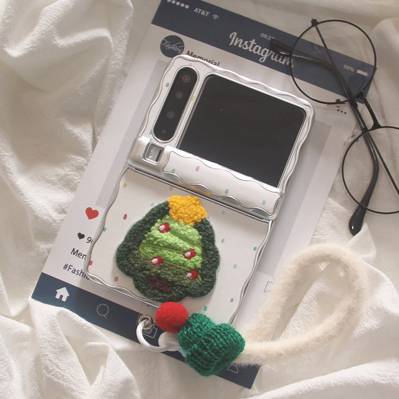 ins日韩简约小波点可爱刺绣圣诞树适用华为Pura X 典藏版手机壳新款PuraX全包中轴保护防摔purax保护套手链女