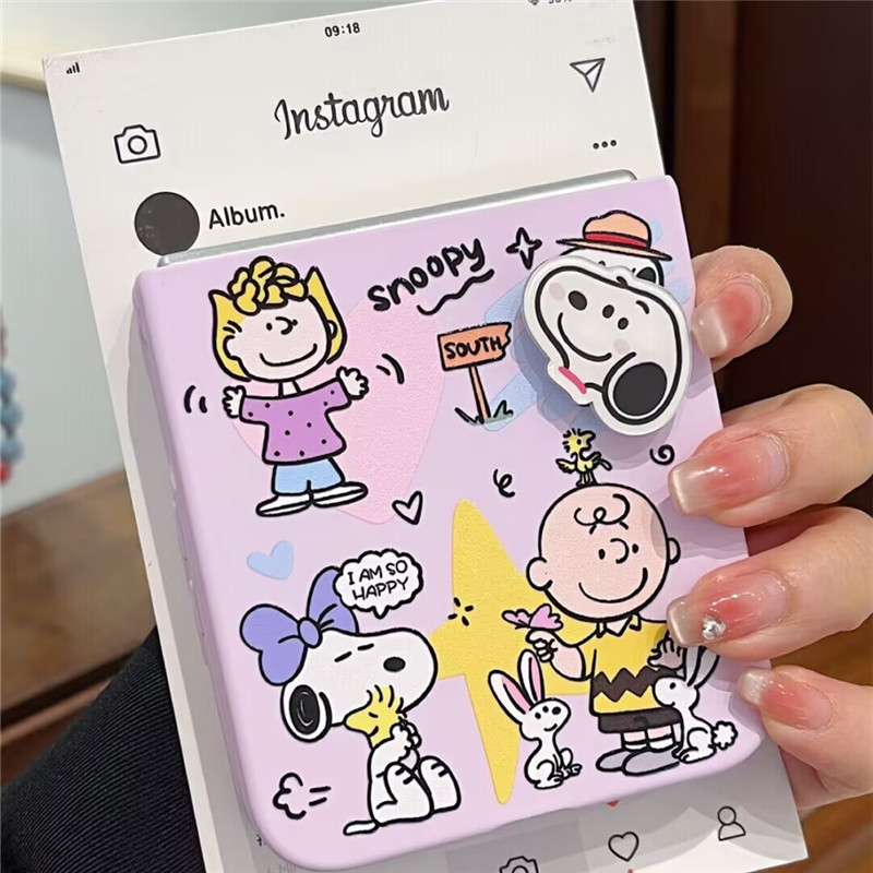 ins韩系卡通可爱史努比家族适用华为PuraX手机壳OPPOFindN3Flip折叠屏Pocket2小米MIXFlip2三星Zflip76/5/4套