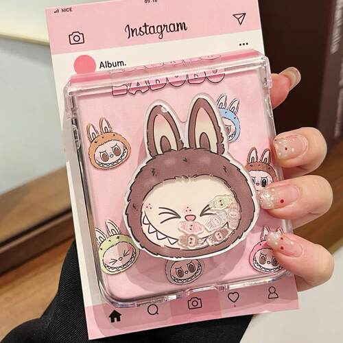 可爱卡通拉布布摇摇乐支架华为puraX手机壳Pocket2折叠屏小米mixflip2三星Zflip7/6/5全包OPPOFindN3flip套