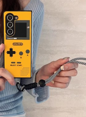 ins潮牌个性立体黄色游戏机适用于三星GalaxyZFold6手机壳FOLD5折叠屏fold4折叠屏FOLD3防摔保护套手绳男女款