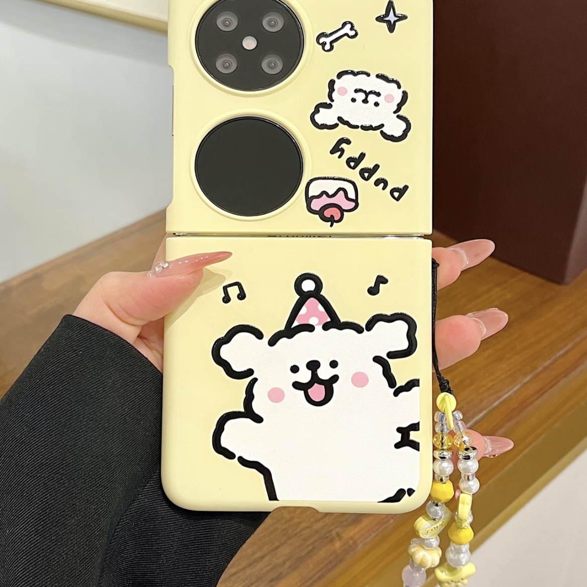 韩系ins可爱线条小狗适用于小米mixflip2手机壳折叠屏oppoflipN3flip三星zflip6/5保护套华为pockte2/purax壳