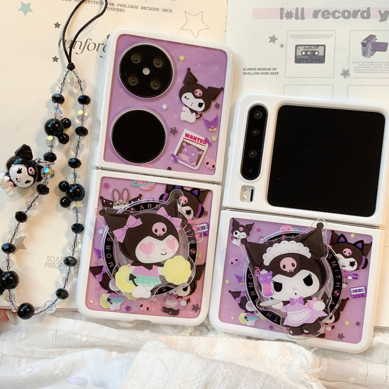 ins日韩风卡通可爱库洛米适用华为Pura X手机壳创意新款Pocket 2磁吸支架小米mixflip2折叠屏保护套手链女款