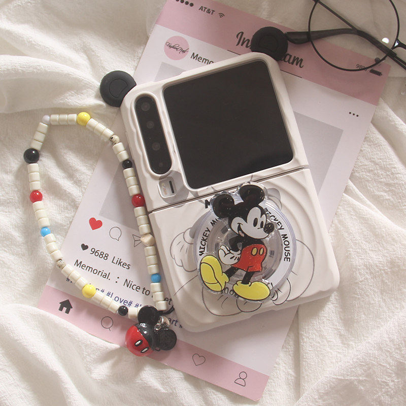 ins韩系卡通立体耳朵米奇磁吸适用华为Purax手机壳pocket2支架oppofindn3flip荣耀MagicV小米MIXFlip2保护套
