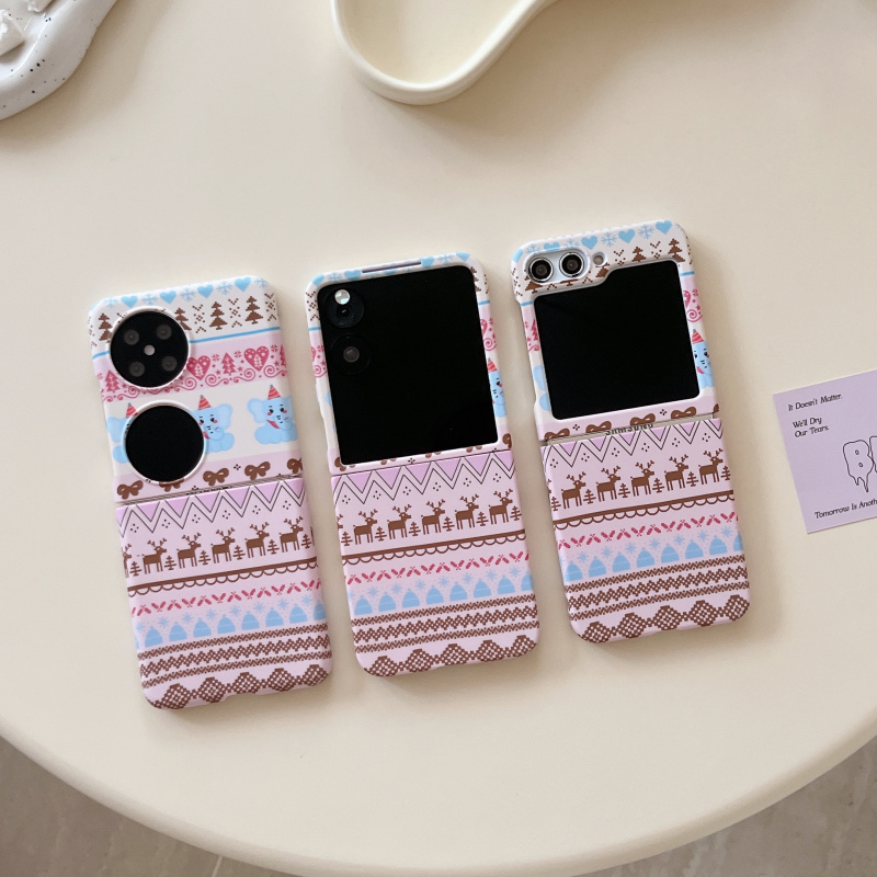 适用华为PuraX手机壳Pocket2韩风ins卡通小众麋鹿插画OPPOFindN3Flip折叠屏小米MIXFlip三星ZFlip6/5保护套女