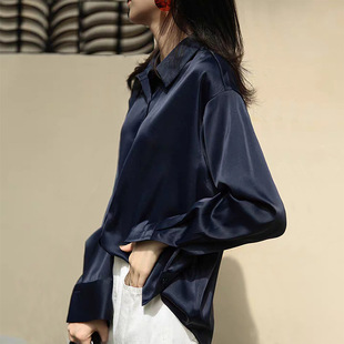 200斤210大码职业衬衫女长袖正装工作服仿真丝缎面白衬衣上衣工装