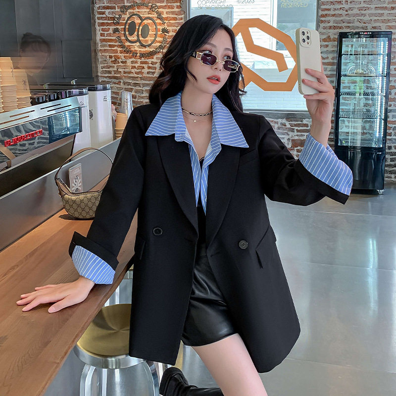 胖mm韩版宽松休闲炸街西服