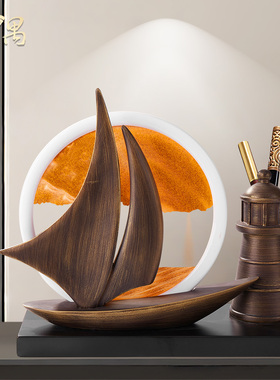 一帆风顺流沙画帆船笔筒送老师