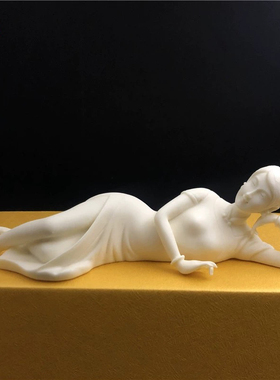 象牙果雕刻卧睡美人摆件家居客厅旗袍美女车载工艺品装饰用送礼盒