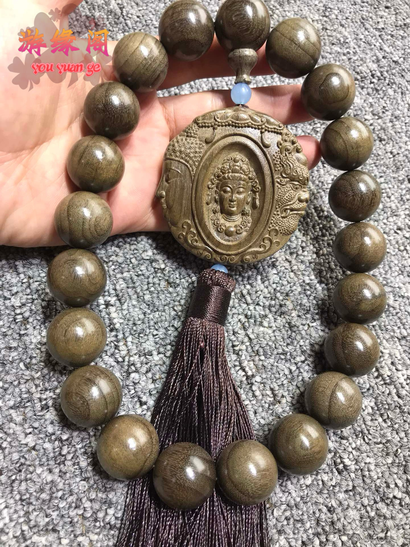 阴沉木乌木一念之间观音菩萨度母吊坠手持车挂妈祖牌佛珠念珠装饰
