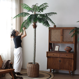 仿真长叶针葵棕榈树造型假花大绿植酒店大堂装饰摆件免打理永生