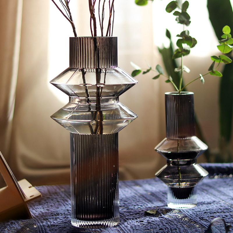 北欧不规则玻璃花瓶鲜花水培插花样板间装饰花器创意几何轻奢摆件