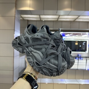 复古做旧黑武士网红老爹鞋男厚底外增高网布透气百搭系带运动鞋潮