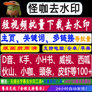 小红书批量去水印 抖音快手批量解析下载 短视频批量一键下载采集