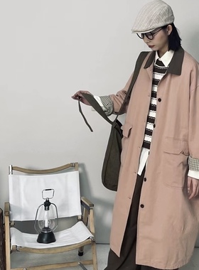 女装33159女装风衣 休闲文艺宽松翻领茧型日系长款外套2025春款