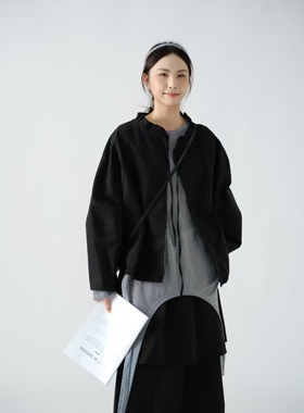 女装2025秋款新外套35355休闲文艺日系宽松百搭显瘦圆领夹克上衣