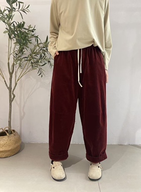 女装灯芯绒33506女装休闲宽松阔腿裤女2025春季新款加绒长裤