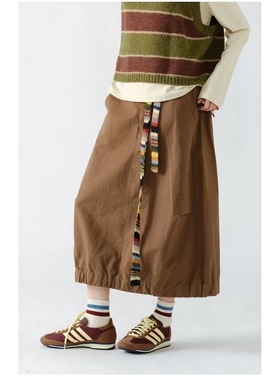 女装2025秋款新半身裙35369 休闲文艺日系宽松百搭显瘦半裙女