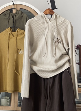 女装2025秋冬新款打底衫35798 休闲文艺宽松显瘦连帽套头针织衫女