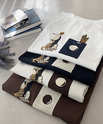 正品女装2026春季新款T恤35935 休闲文艺日系宽松女孩刺绣长袖T恤