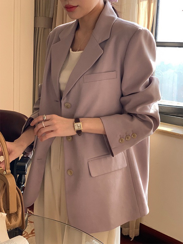 韩单ins风高级感单排扣小个子西装外套西服女温柔紫色炒百搭25春