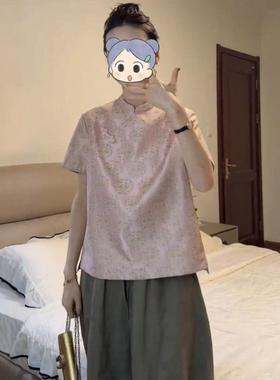 套装套装好看上衣搭裤子21090现货小个子风新气质夏国穿巨中式