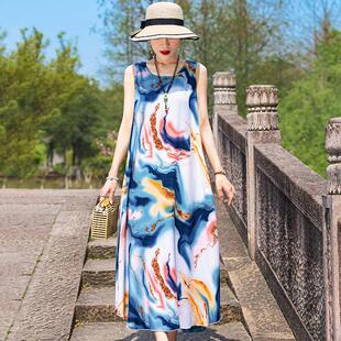 风装女妈妈度假裙外2025背心新款好看高端棉绸超连衣裙夏季慵懒穿