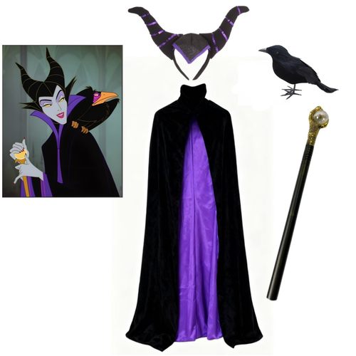 万圣节黑cos沉睡魔咒头箍披风服