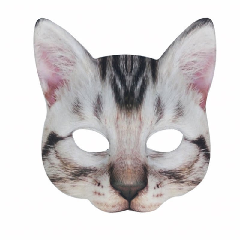仿真立体小花猫眼罩卡通白猫假面动物半脸面具男女舞会表演出脸谱