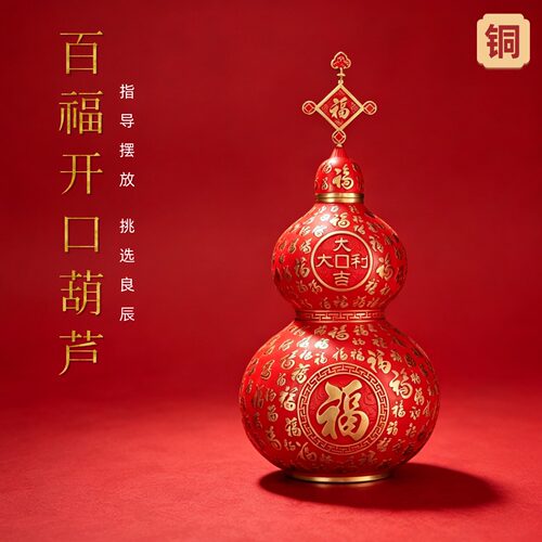 黄铜百福葫芦摆件开口招财乔迁