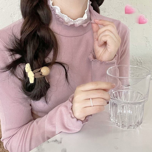 女秋冬修身 捡漏特价 打底衫 蕾丝半高领长袖 上衣潮 剪镖外贸折扣女装