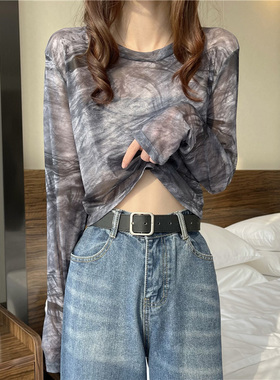 捡漏特价剪镖外贸折扣女装长袖网纱防晒打底衫女T恤长袖冰丝薄款