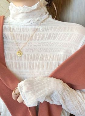 捡漏特价剪镖外贸折扣女装秋冬蕾丝高领打底衫女堆堆领长袖上衣