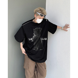 夏季美式卡通兔子印花垫肩短袖男高级感拉链T恤B289-H86088-P68，男装T恤，电商B289