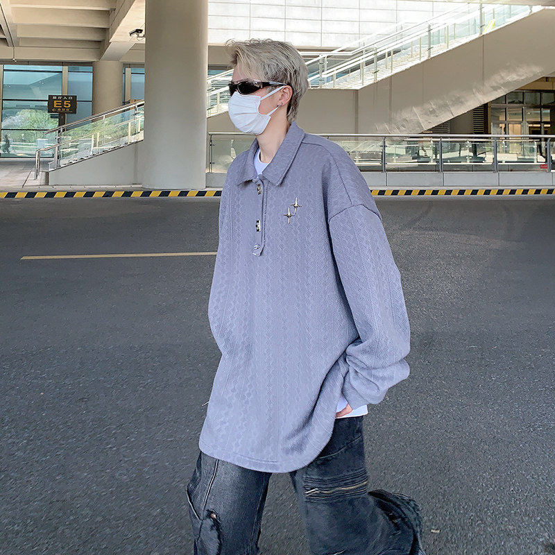 美式小众设计感翻领套头圆领卫衣男女外套情侣上衣B289-WY487-P75,女装短外套,电商B289