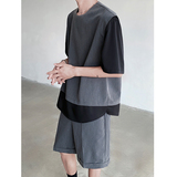 假两件针织短袖T恤套装夏季宽松五分短裤两件套上衣P65短裤P55，男装牛仔裤，电商B289