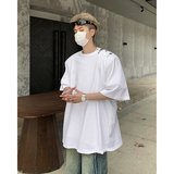 美式金属拉链设计感垫肩短袖男T恤个性百搭纯色半袖-H86030-P58，男装T恤，电商B289