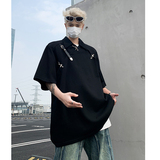 金属皮带扣设计感垫肩POLO衫高级短袖男T桖潮B289-H86050-P78，男装T恤，电商B289