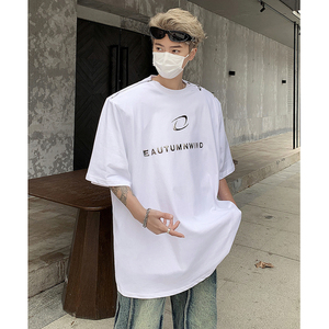 小众字母金属设计感垫肩短袖男夏高级感拉链T恤B289-H86040-P68图片