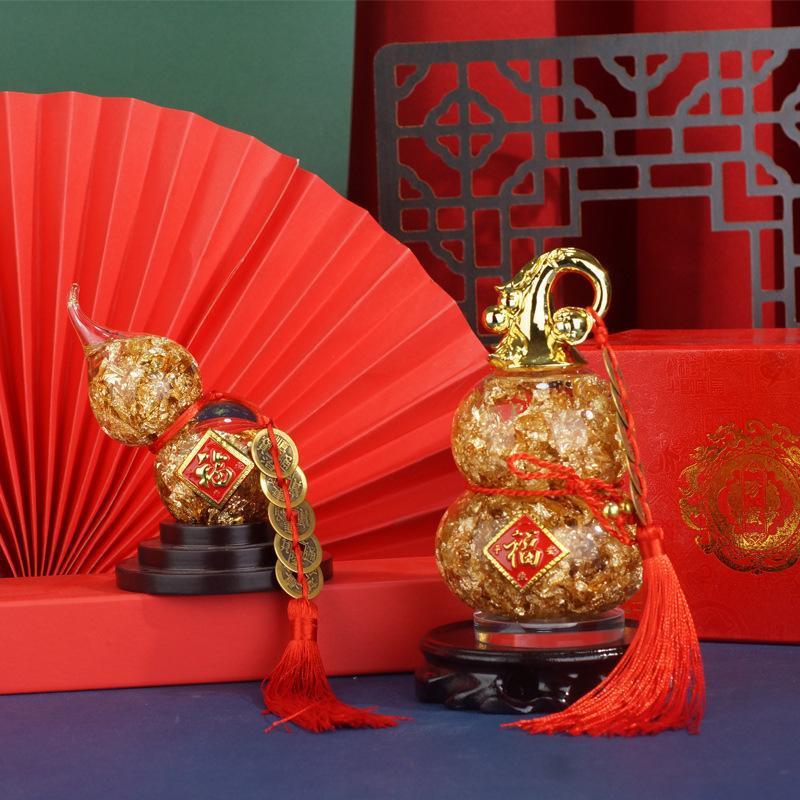 金箔水晶苹果福袋元宝工艺品招财摆件圣诞节礼物台湾创意工艺礼品