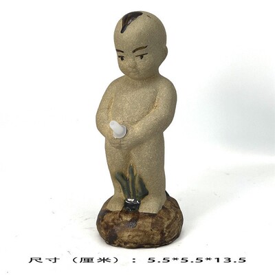 陶瓷喷水童子小孩尿尿鱼缸假山摆件流水盆鱼缸景观吸水石盆景装饰