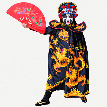 盘金绣超大龙满花刺绣全套川剧变脸服装川剧变脸道具送教学送脸谱