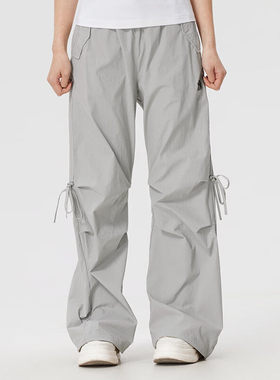 MLB运动裤女NY26新款宽松阔腿裤防泼水休闲梭织长裤3FWPB0263