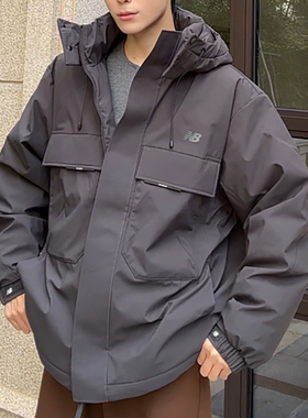 New Balance NB男子防泼水保暖羽绒服25冬连帽宽松外套AMJ54344